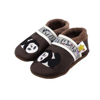Lederpuschen Panda auf braun